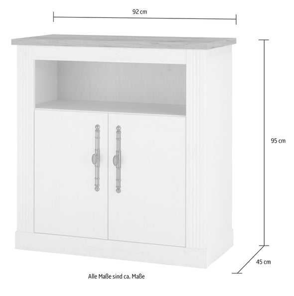 Comodă »Westminster« alb cu aspect de lemn, 92 cm latime - LunaHome.ro