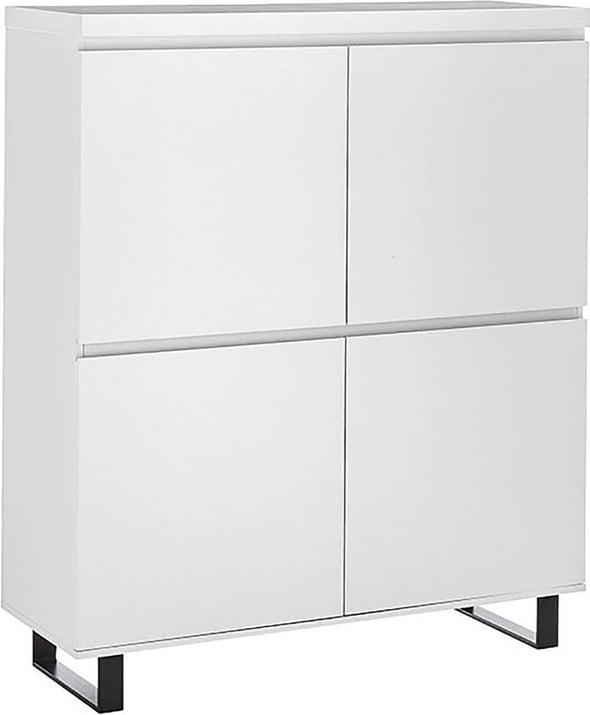 Comoda albă Austin cu picioare din metal negru, soft-close, 111 cm - LunaHome.ro