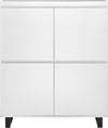 Comoda albă Austin cu picioare din metal negru, soft-close, 111 cm - LunaHome.ro