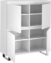 Comoda albă Austin cu picioare din metal negru, soft-close, 111 cm - LunaHome.ro