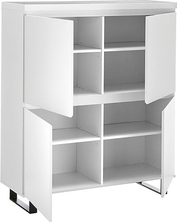Comoda albă Austin cu picioare din metal negru, soft-close, 111 cm - LunaHome.ro