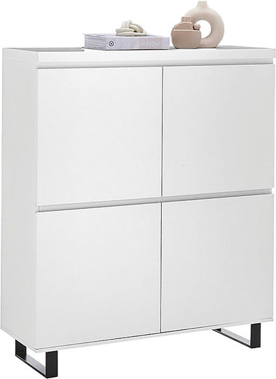 Comoda albă Austin cu picioare din metal negru, soft-close, 111 cm - LunaHome.ro