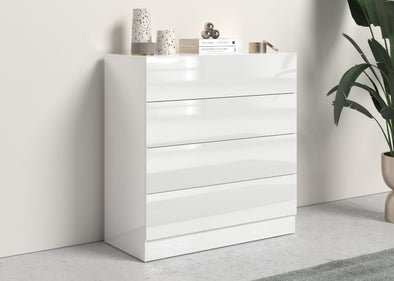 Comoda alba Vaasa cu 4 sertare, 76 cm lățime - LunaHome.ro