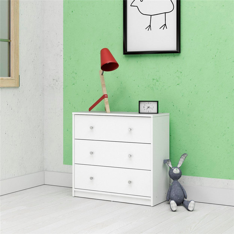 Comoda albă cu 3 sertare design minimalist 72,4 cm lățime - LunaHome.ro