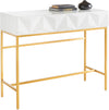 Comoda consola Minfi cu fronturi 3D alb si cadru metalic auriu 110 cm - LunaHome.ro