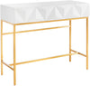 Comoda consola Minfi cu fronturi 3D alb si cadru metalic auriu 110 cm - LunaHome.ro
