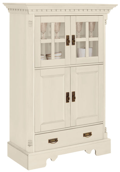 Comoda cu vitrina Milan din lemn de pin crem 102 cm lățime