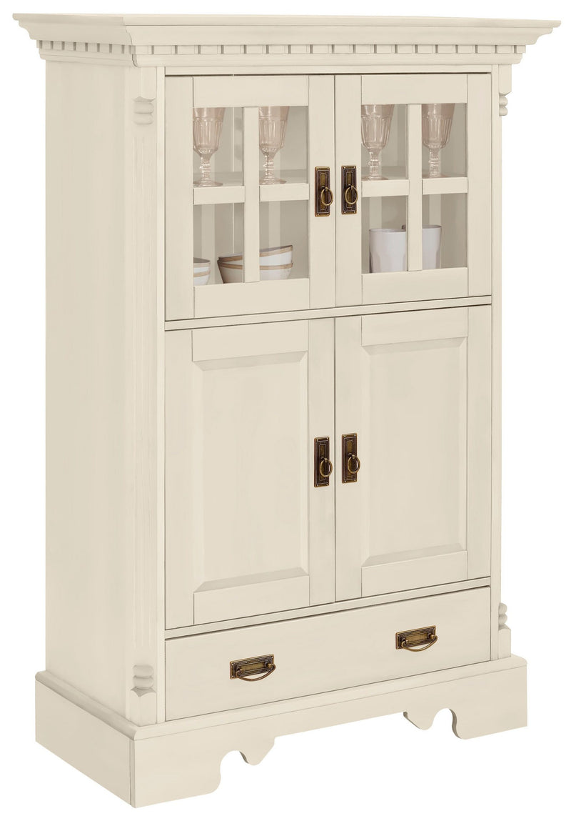 Comoda cu vitrina Milan din lemn de pin crem 102 cm lățime - LunaHome.ro