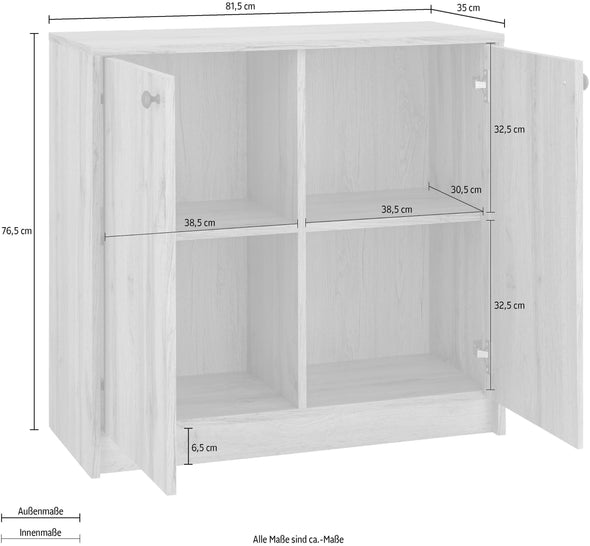 Comoda de birou Licia cu 2 usi, 4 compartimente 81,5 cm lățime - LunaHome.ro