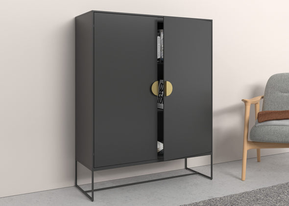 Comodă înaltă Abito cu design modern gri 90 cm lățime
