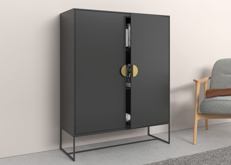 Comodă înaltă Abito cu design modern gri 90 cm lățime - LunaHome.ro