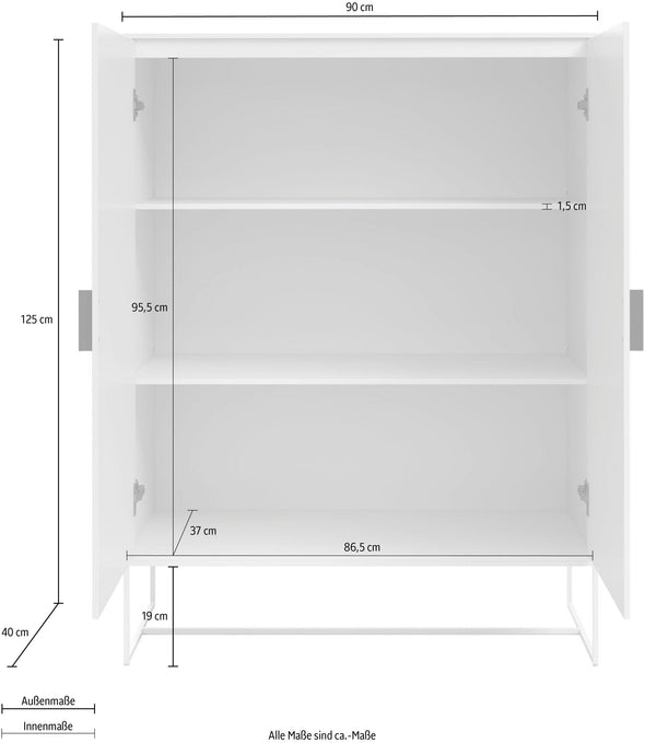 Comodă înaltă Abito cu design modern gri 90 cm lățime