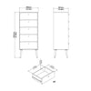 Comoda inalta Bodo cu 5 sertare, design scandinav 50 cm