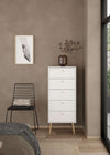 Comoda inalta Bodo cu 5 sertare, design scandinav 50 cm