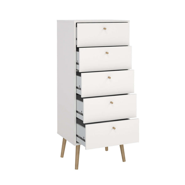 Comoda inalta Bodo cu 5 sertare, design scandinav 50 cm