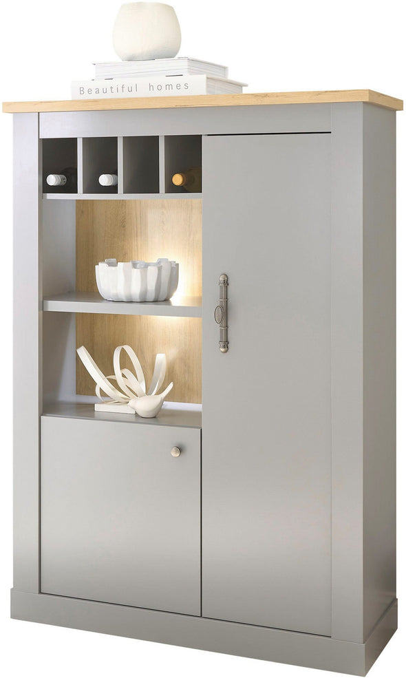Comoda inalta Chambord gri cu aspect elegant, 103 cm lățime