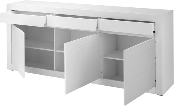 Comoda inalta Chester alb mat cu detaliu schimbabil 217 cm - LunaHome.ro
