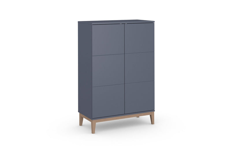 Comodă înaltă Maryd gri cu 2 usi, bază cu aspect de lemn, 80cm latime - LunaHome.ro