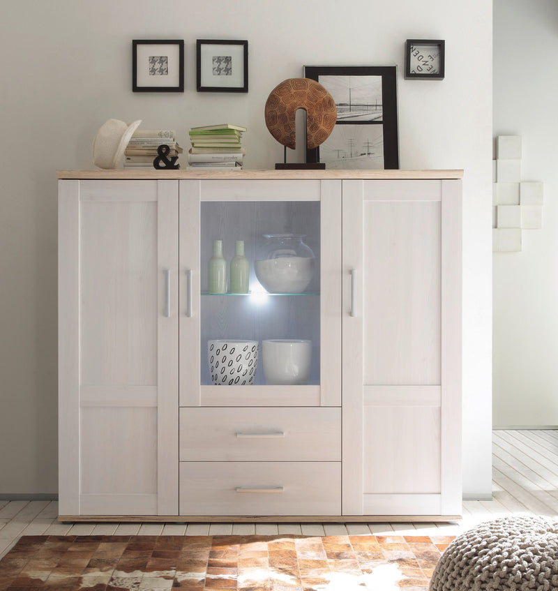 Comoda inalta Romance alba cu iluminare inclusa 156 cm lățime - LunaHome.ro
