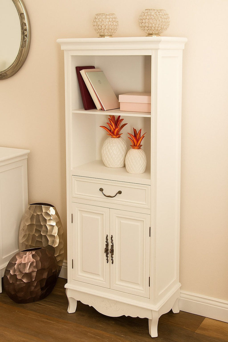 Comodă inaltă albă Elegance cu detalii rafinate 53 cm - LunaHome.ro