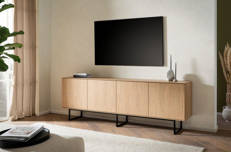 Comodă modernă Lund cu 4 uși și picioare metalice 200 cm - LunaHome.ro