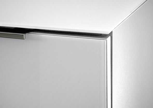 Comoda moderna Santorin cu fronturi si blat din sticla alba 135 cm - LunaHome.ro