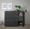 Comoda moderna Santorin gri cu fronturi si blat din sticla 135 cm - LunaHome.ro