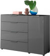 Comoda moderna Santorin gri cu fronturi si blat din sticla 135 cm - LunaHome.ro