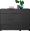 Comoda moderna Santorin gri cu fronturi si blat din sticla 135 cm - LunaHome.ro