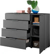 Comoda moderna Santorin gri cu fronturi si blat din sticla 135 cm - LunaHome.ro