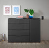 Comoda moderna Santorin gri cu fronturi si blat din sticla 135 cm - LunaHome.ro