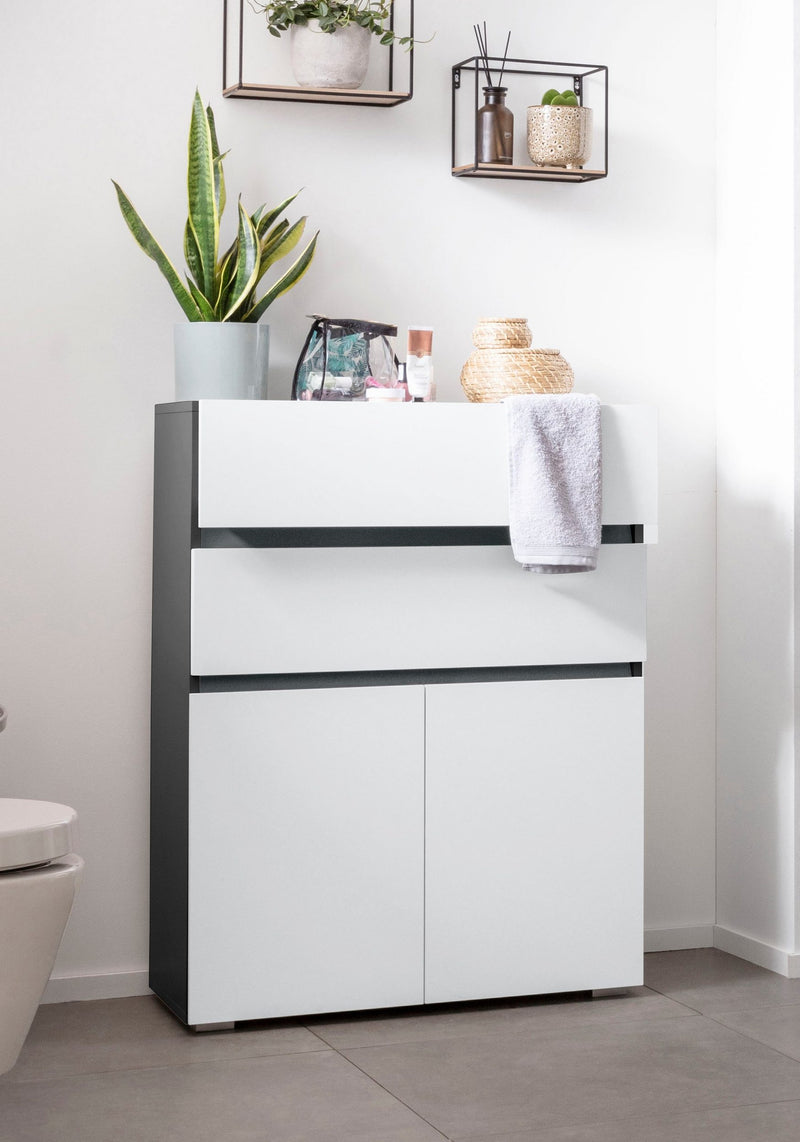 Comoda pentru baie »Wisla« alb cu antracit, înălțime 98 cm - LunaHome.ro