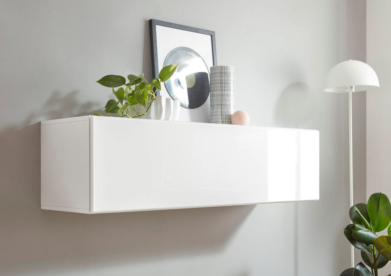 Comoda suspendata Cayman cu aspect modern alba 130 cm latime - LunaHome.ro