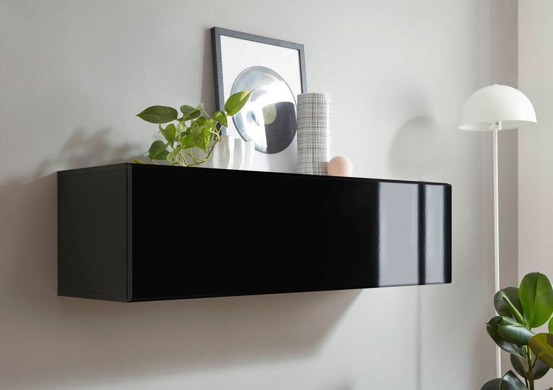 Comoda suspendata Cayman cu aspect modern neagra 130 cm latime - LunaHome.ro