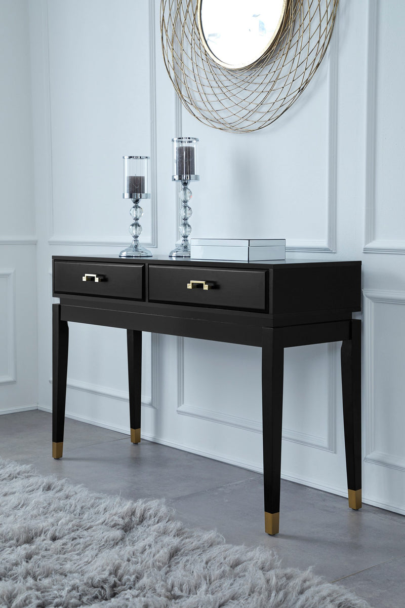 Consola Borig GMK neagra cu detalii elegante aurii 118 cm - LunaHome.ro