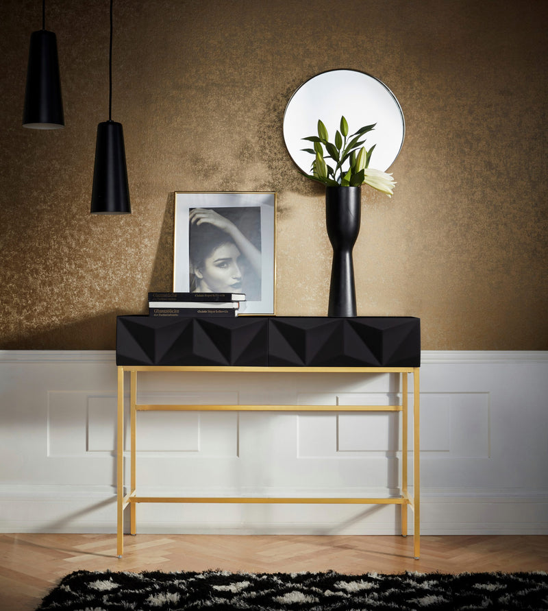 Consolă Minfi cu aspect 3D pe cadru metalic 110 cm latime - LunaHome.ro