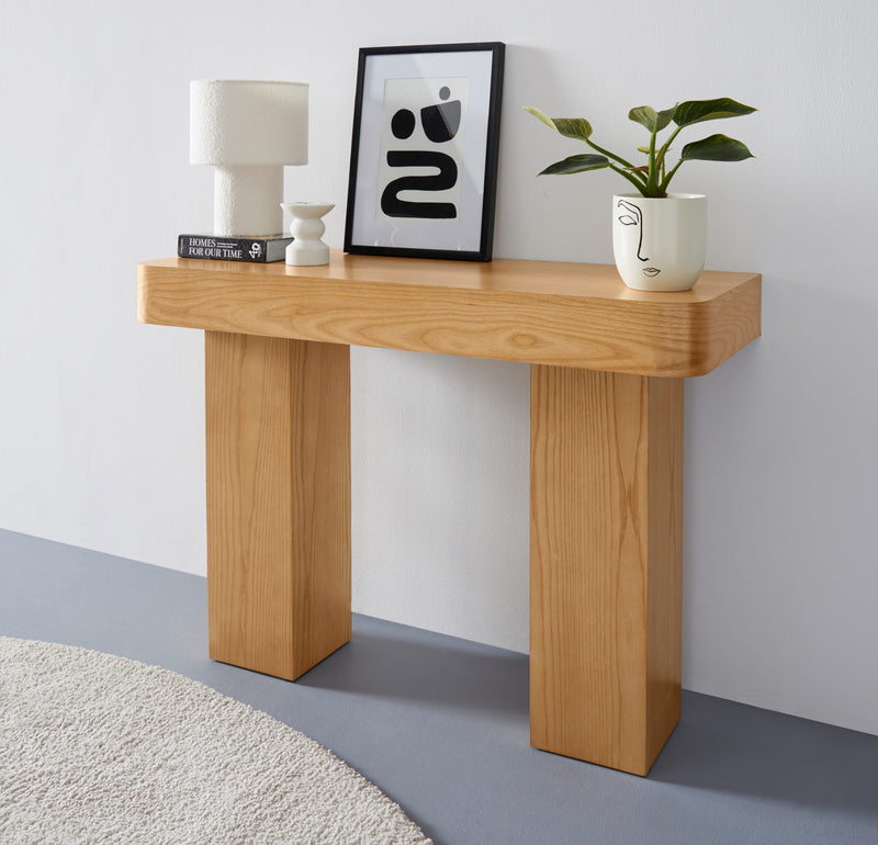 Consola Selmia cu design minimalist cu aspect de lemn 110 cm - LunaHome.ro