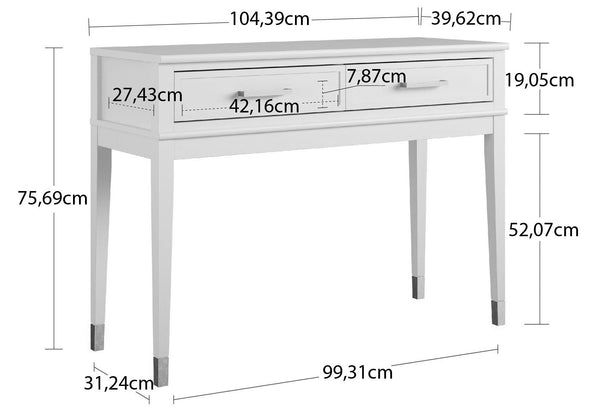 Consola »Westerleigh« din Mdf gri cu detalii aurii, 105 cm latime