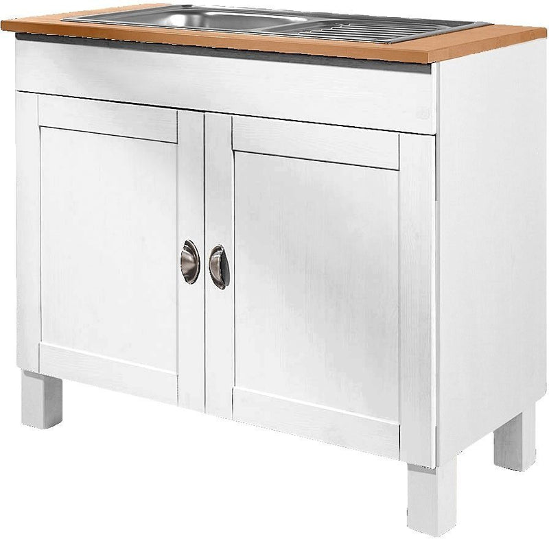 Corp de bucatarie din lemn masiv de pin, cu chiuveta Oslo, 100 cm - LunaHome.ro