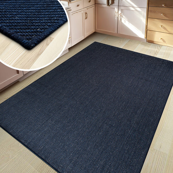 Covor Anna cu tesatura plata interior si exterior albastru 80x150 cm - LunaHome.ro