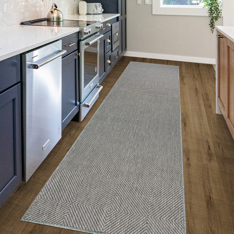 Covor Anna cu tesatura plata potrivit si la exterior gri 67x230 cm - LunaHome.ro