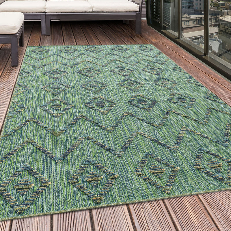Covor Bahama de interior si exterior cu model geometric 3D 120x170 cm - LunaHome.ro