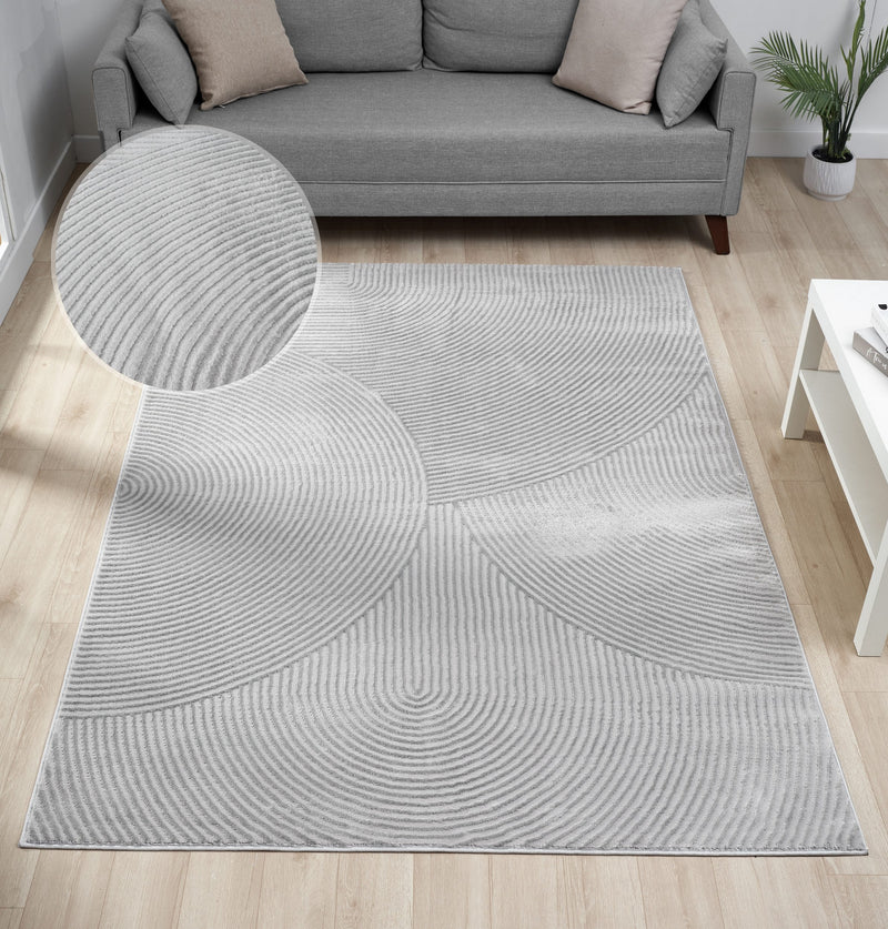 Covor Bantori gri cu model 3D scando boho 160x230 cm - LunaHome.ro