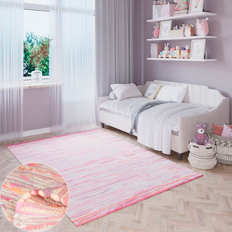 Covor Bente Lüttenhütt țesut manual din bumbac roz, 160x230 cm - LunaHome.ro
