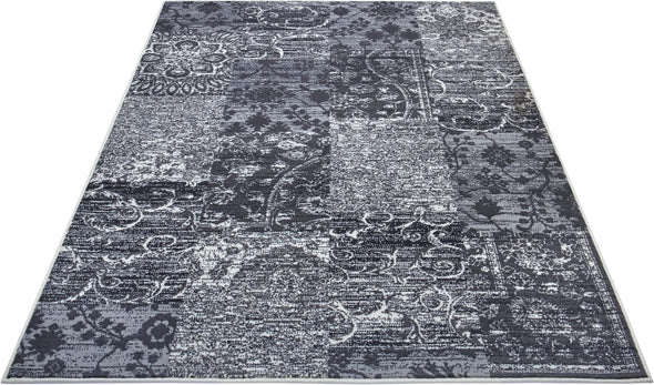Covor Bloques cu fir scurt, design modern gri-crem 160x230 cm - LunaHome.ro