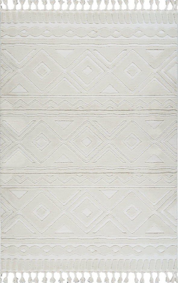 Covor Bonvo crem cu design scandinav 3D si franjuri 160x230 cm - LunaHome.ro