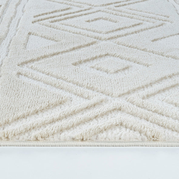 Covor Bonvo crem cu design scandinav 3D si franjuri 160x230 cm - LunaHome.ro