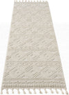 Covor Bonvo crem cu design scandinav 3D si franjuri 80x300 cm - LunaHome.ro