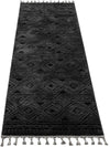 Covor Bonvo negru cu design scandinav 3D si franjuri 80x300 cm - LunaHome.ro
