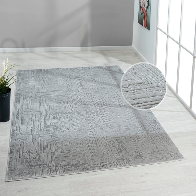 Covor Brakel cu model geometric 3D aspect vintage gri 120x180 cm - LunaHome.ro